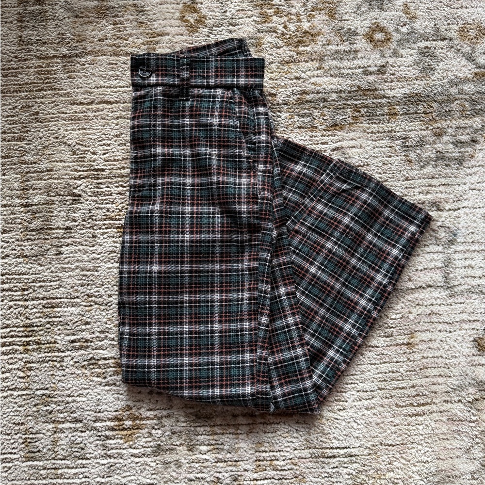 American Eagle Outfitters Men's Plaid Chinos - Black, Gray, and Red